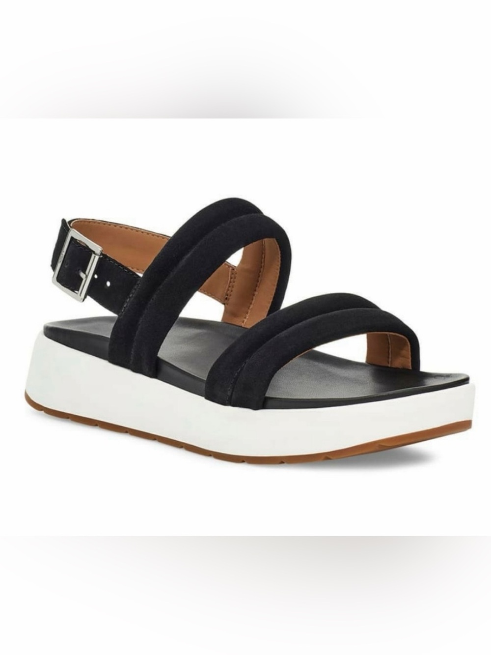 UGG Lynnden platform sandals black leather strap size 9